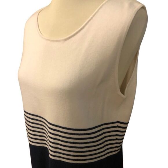 Jessica Holbrook Easy Care Navy Blue & White Striped Sleeveless Sweater Dress Si - Picture 6 of 16